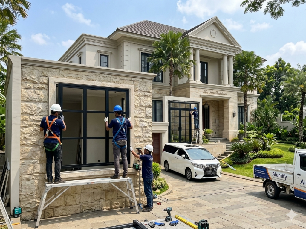 toko aluminum jasa pembuatan pintu aluminium american classic jakarta tangerang bekasi depok bogor